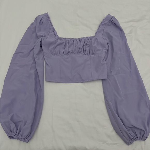 Purple crop top with high long sleeves and sketchy back from Pacsun - Picture 1 of 3